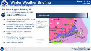 An image from the NWS of the Winter Weather Briefing for Southern New England