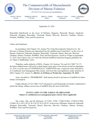 SHELLFISHING IS REOPEN TO THE PUBLIC. 