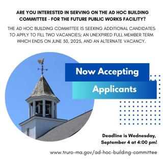 Ad Hoc Building Committee Seeking Additional Applicants to Fill Two Vacancies